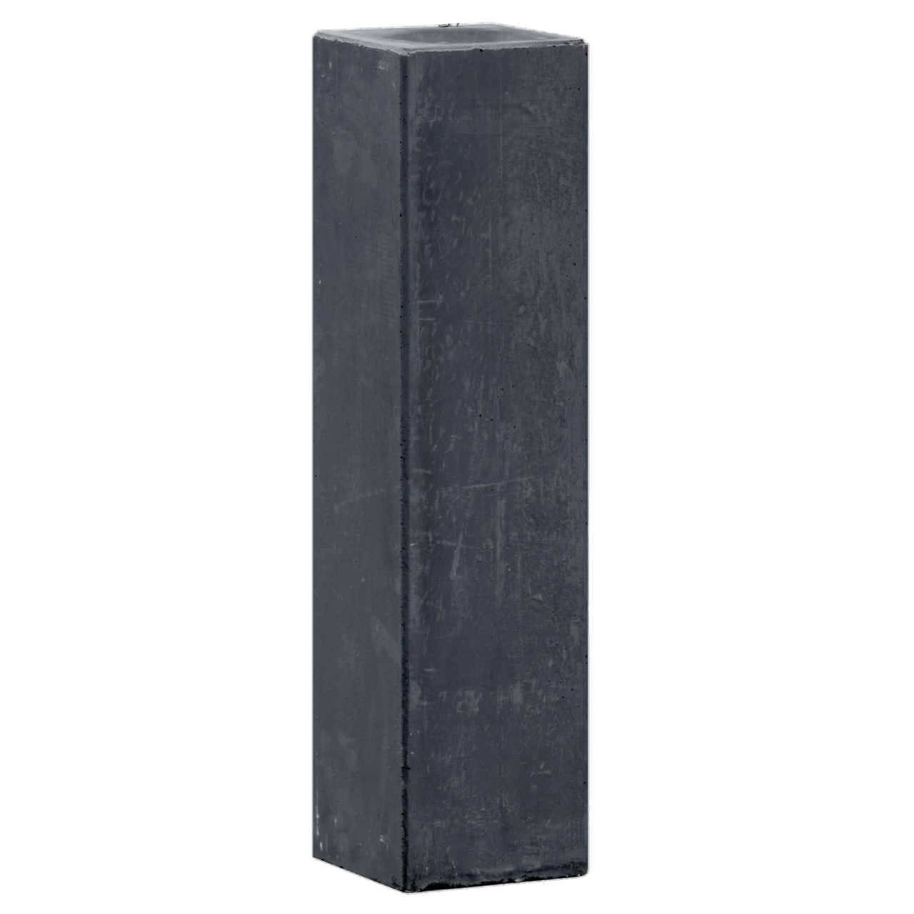 Betonpoer 12x12x60 cm antraciet met een kleine velling en een ingestorte M16 bus