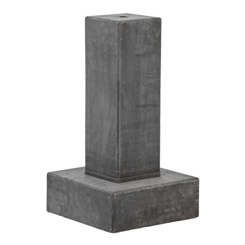 Betonpoer 28x28/14x14x50 cm antraciet met ingestorte M16 bus blokpoer met brede voet