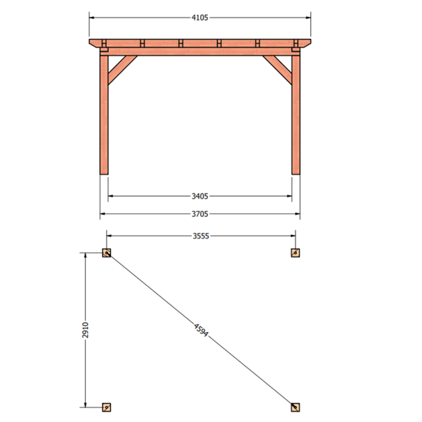 Douglas constructiepakket platdak 410x346 cm