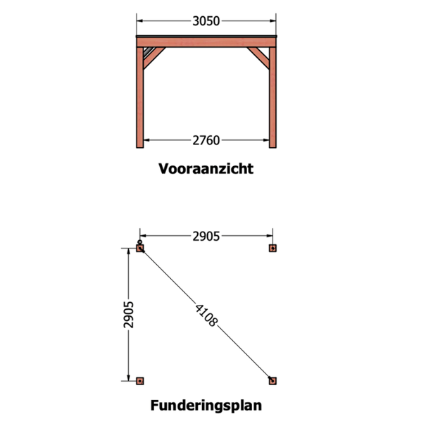 Douglas overkapping DHZ modern 310x310 cm