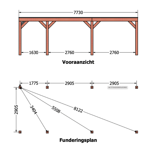 Douglas overkapping DHZ modern 775x310 cm