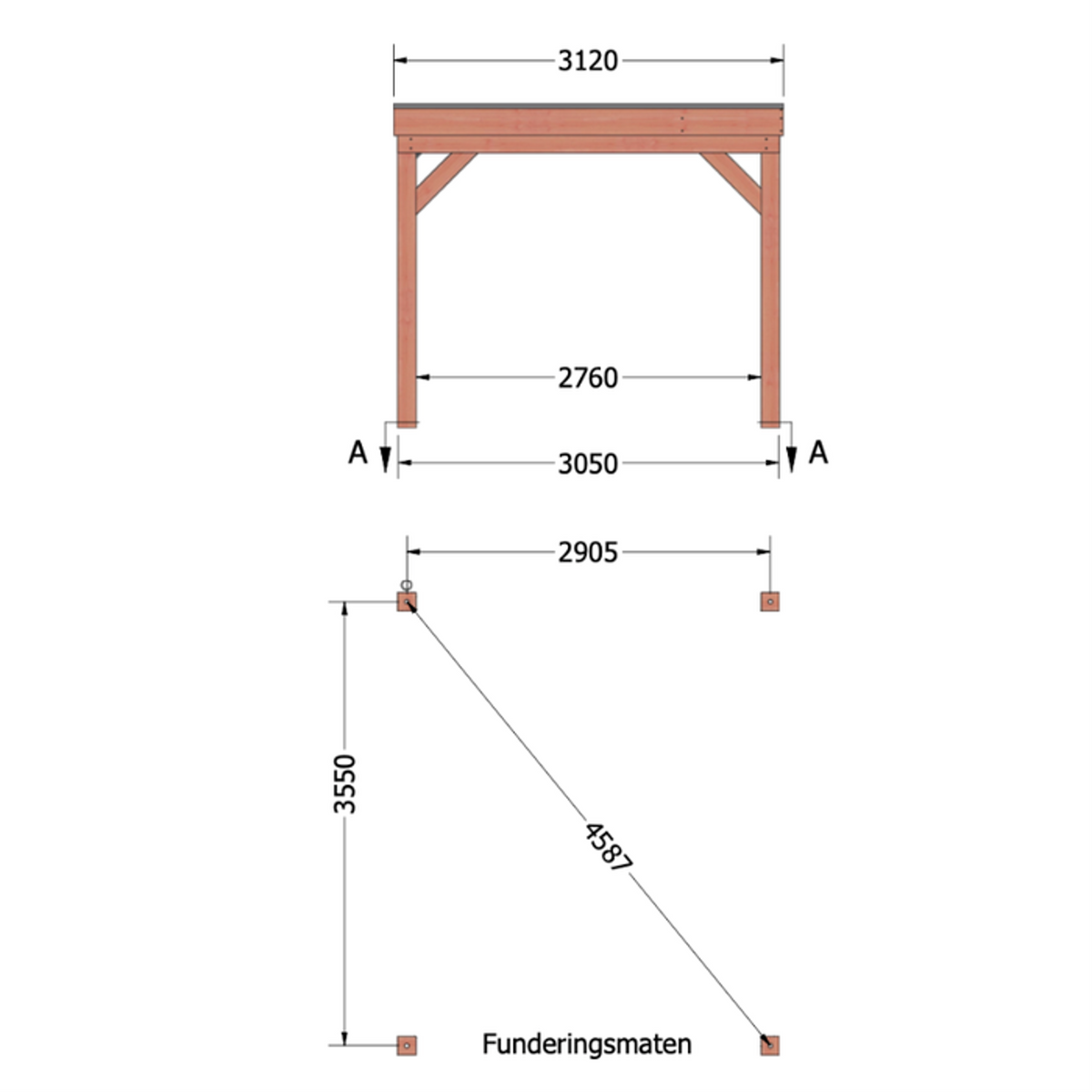 Douglas overkapping DHZ traditioneel 315x395 cm