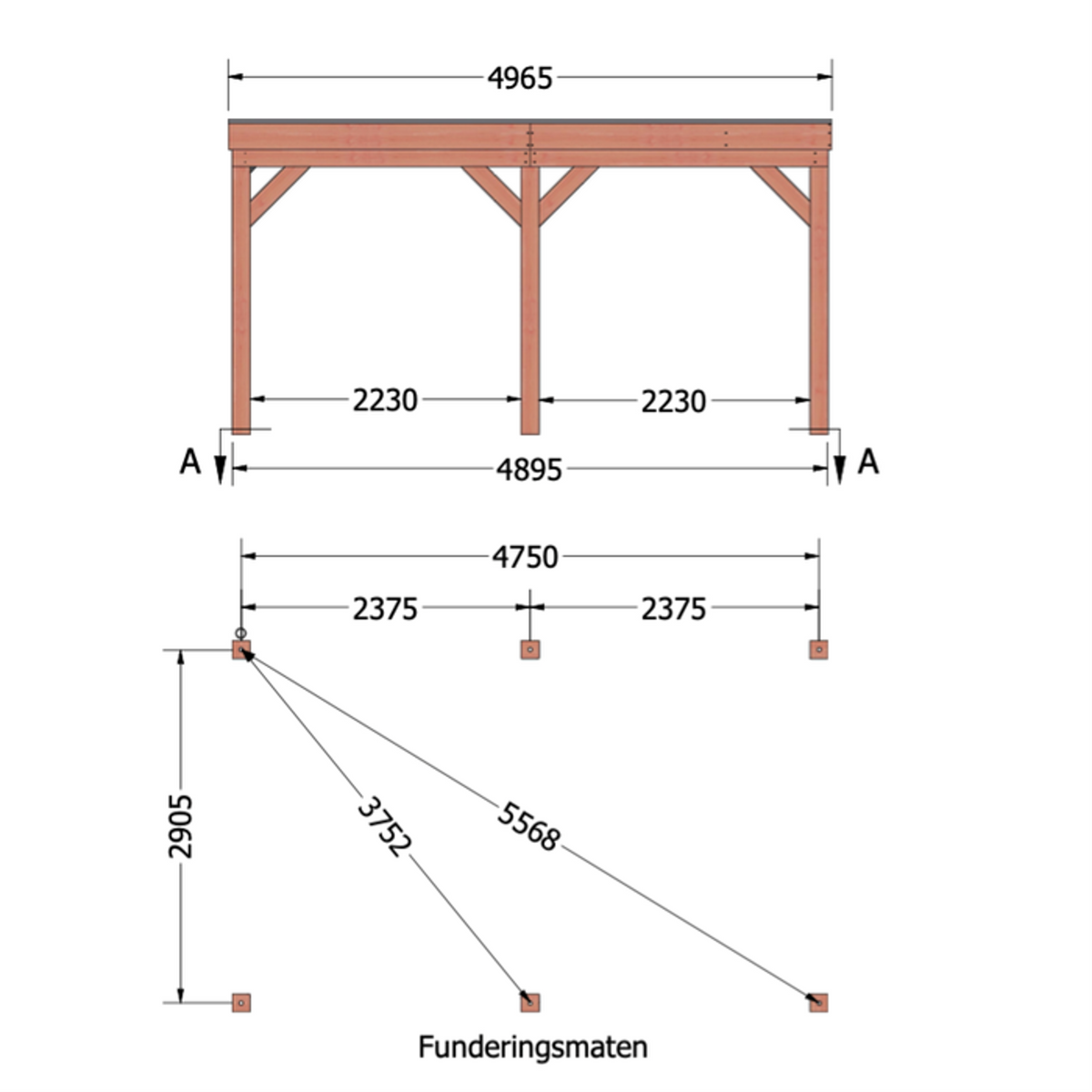 Douglas overkapping DHZ traditioneel 500x335 cm