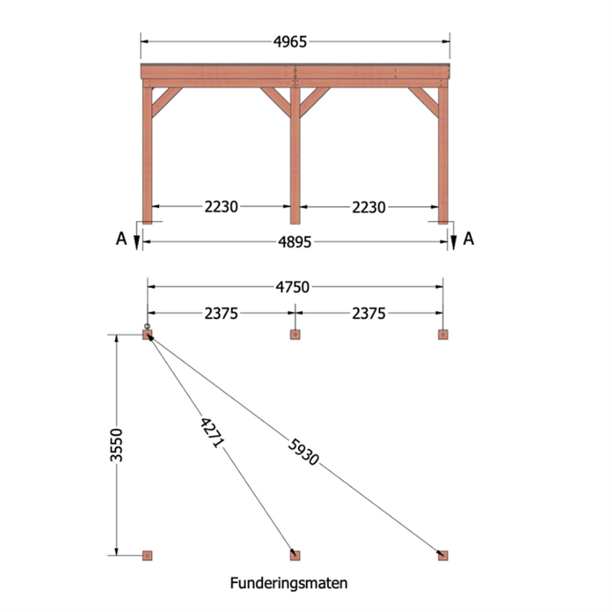 Douglas overkapping DHZ traditioneel 500x395 cm