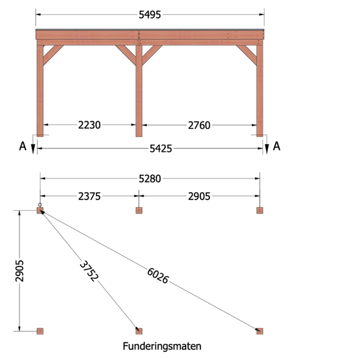 Douglas overkapping DHZ traditioneel 550x335 cm
