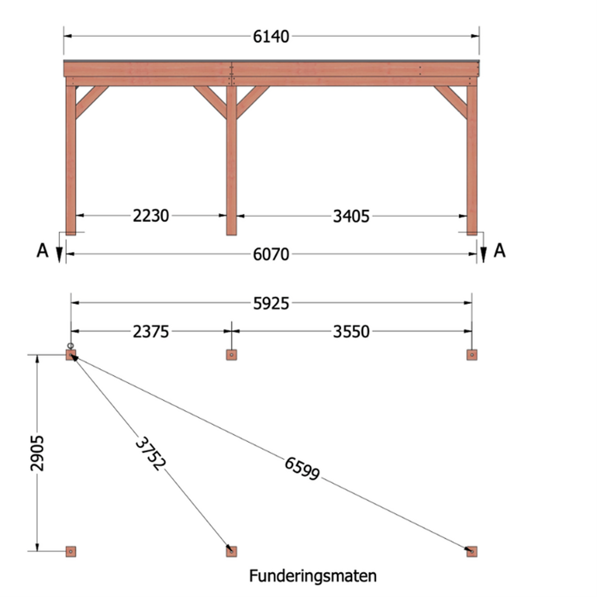 Douglas overkapping DHZ traditioneel 615x335 cm
