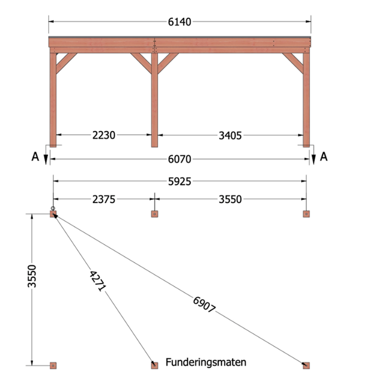 Douglas overkapping DHZ traditioneel 615x395 cm