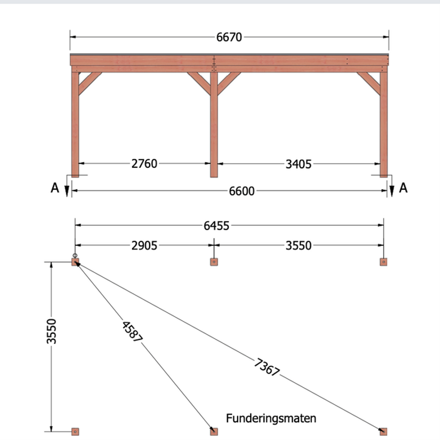 Douglas overkapping DHZ traditioneel 670x395 cm