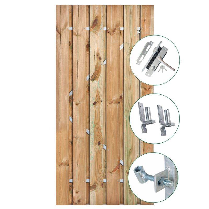 Grenen tuindeur Privacy geschaafd 195 cm hoog