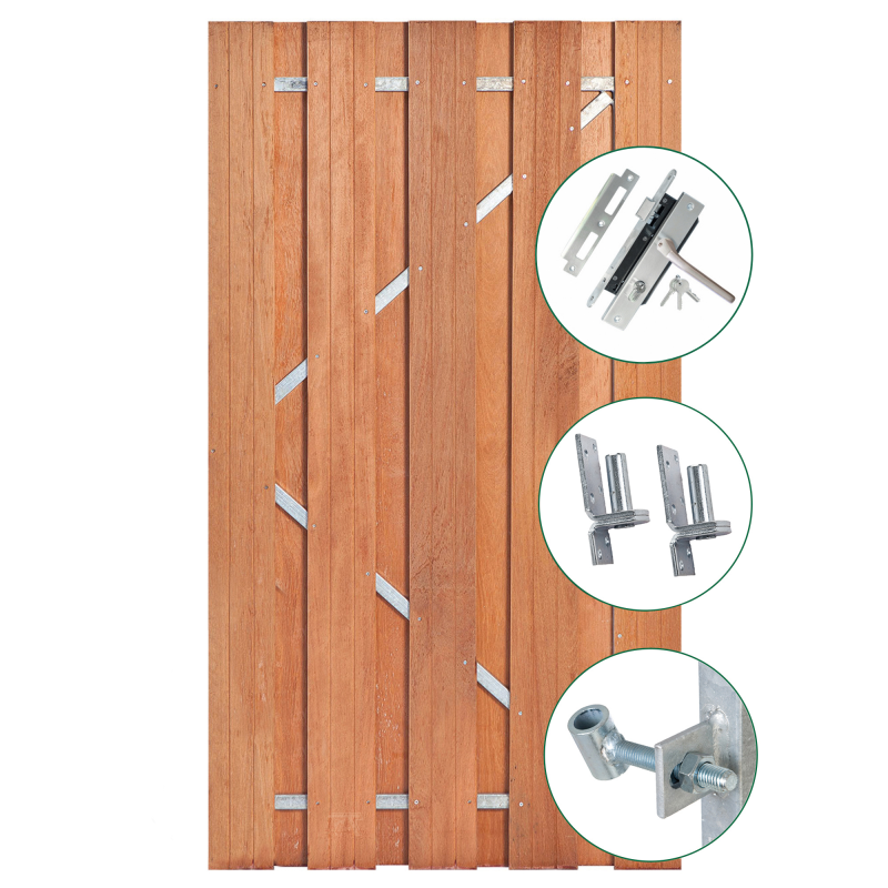 Keruing tuindeur Solide geschaafd 9 planks 100x180 cm