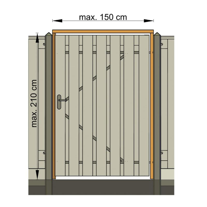 Grenen tuindeur kozijn met aanslagligger geschaafd zwart 90-150x210 cm