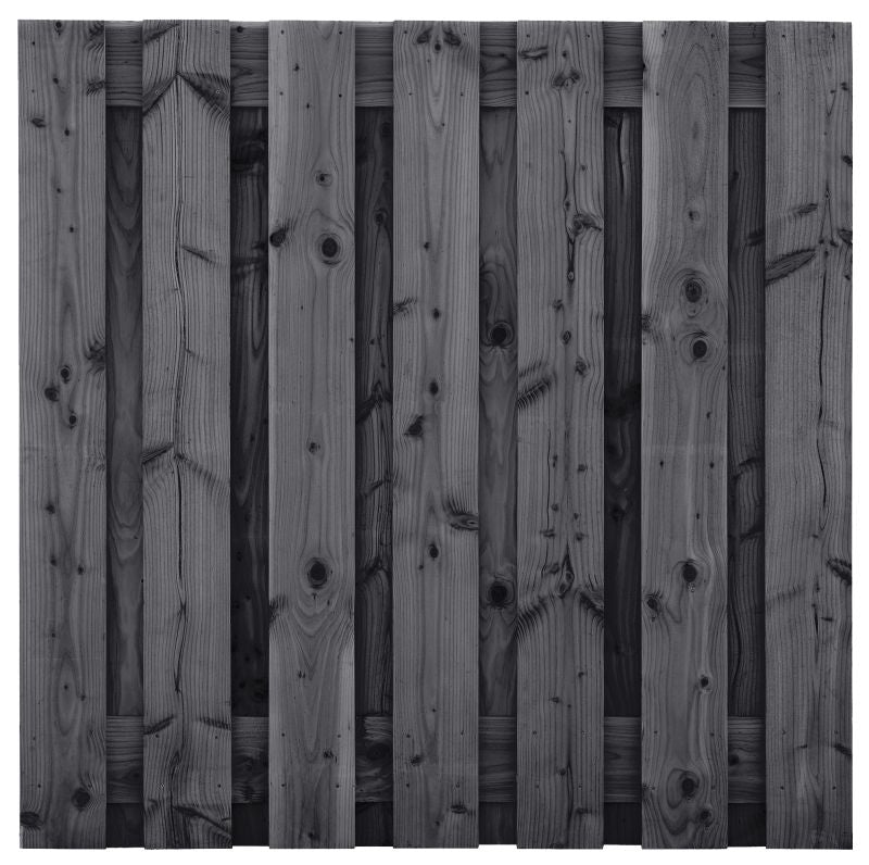 Douglas tuinscherm Wolfsburg fijnbezaagd zwart 15 planks 180x180 cm