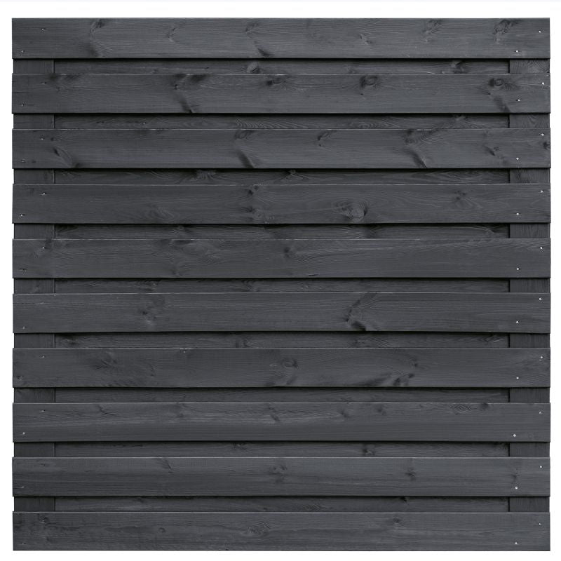 Vuren tuinscherm Kassel geschaafd zwart 21 planks 180x180 cm