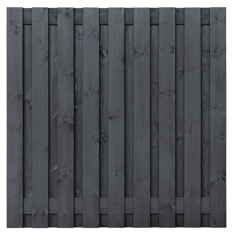 Vuren tuinscherm Koblenz geschaafd zwart 19 planks 180x180 cm