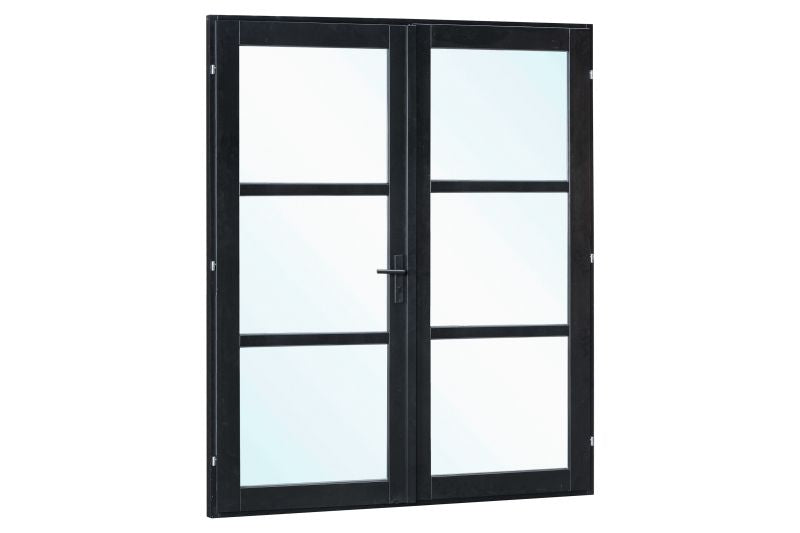Vuren steellook dubbele glasdeur 3-ruits 2050x2120 mm buitenmaat