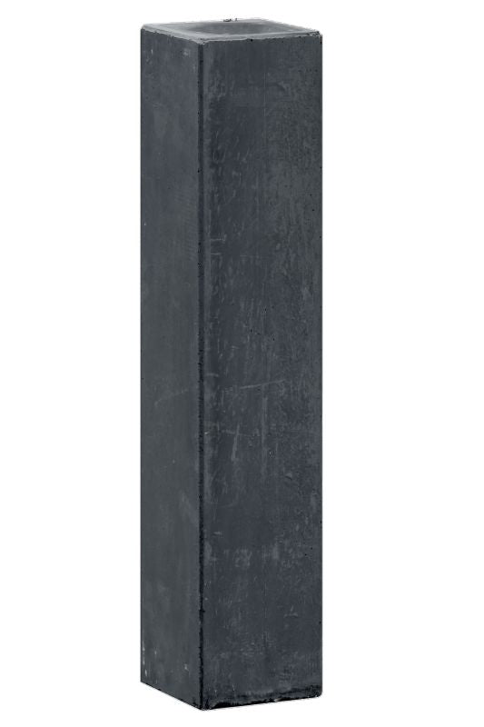 Betonpoer 10x10x60 cm antraciet met kleine velling en ingestorte M16 bus