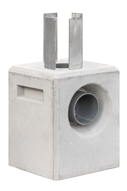 Betonpoer 20x20x37 cm wit/grijs met aansluiting voor HWA