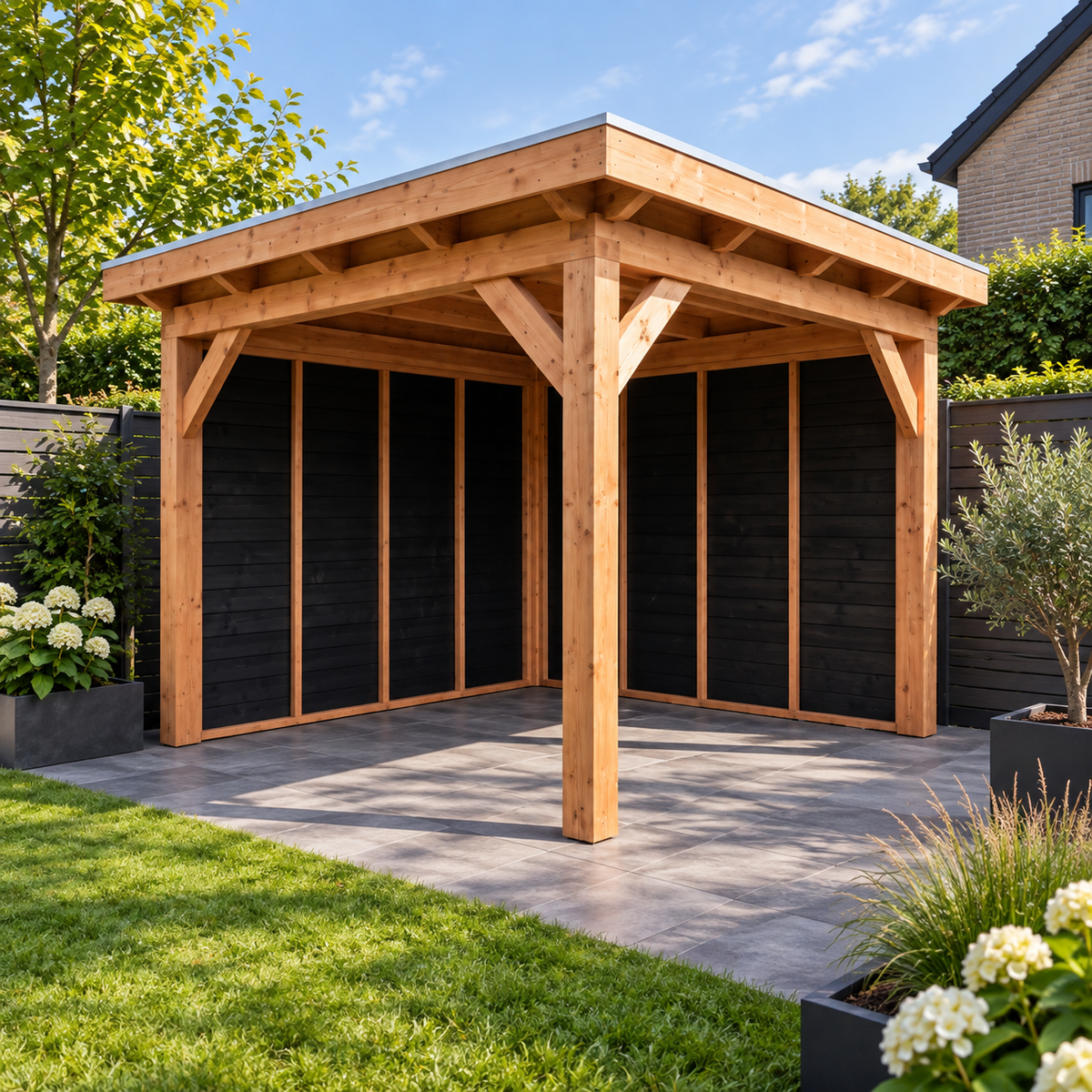 Douglas constructiepakket platdak 346x346 cm zwart