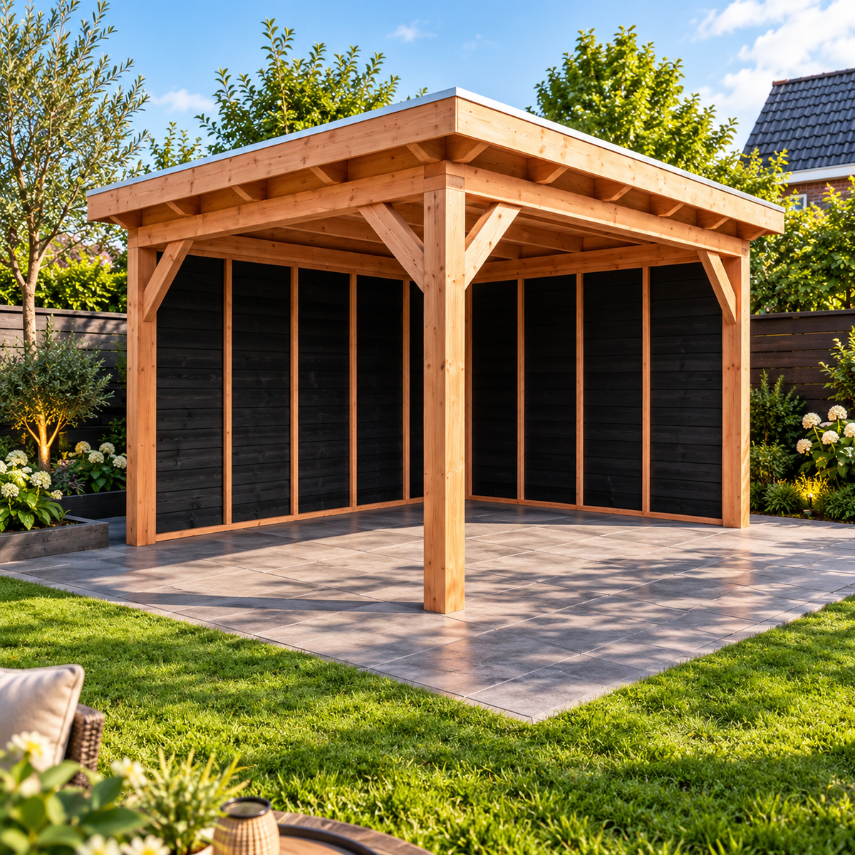 Douglas constructiepakket platdak 346x410 cm zwart