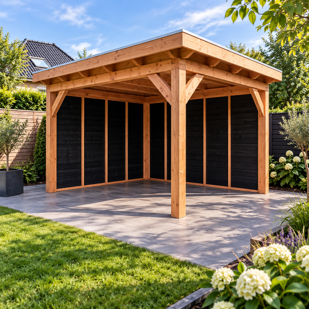 Douglas constructiepakket platdak 410x346 cm zwart