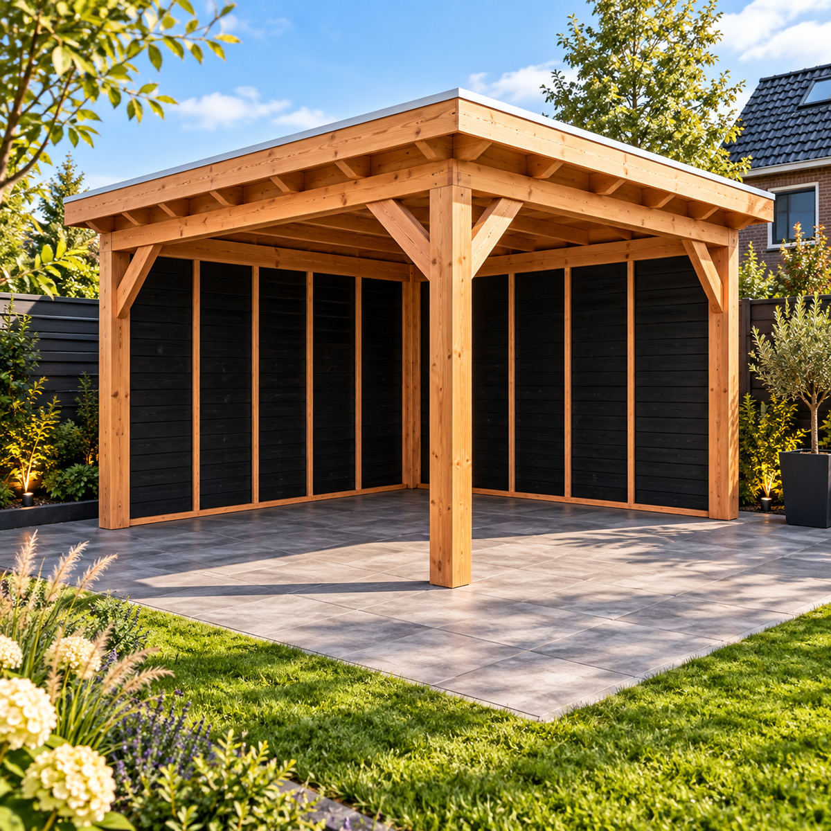 Douglas constructiepakket platdak 410x410 cm zwart