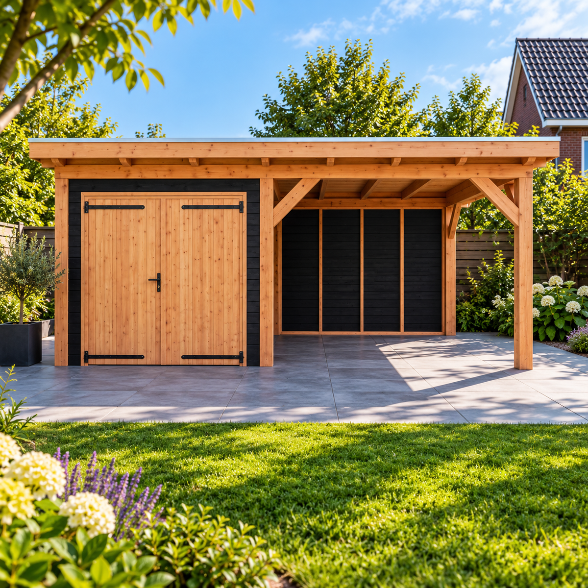 Douglas constructiepakket platdak 584x410 cm zwart