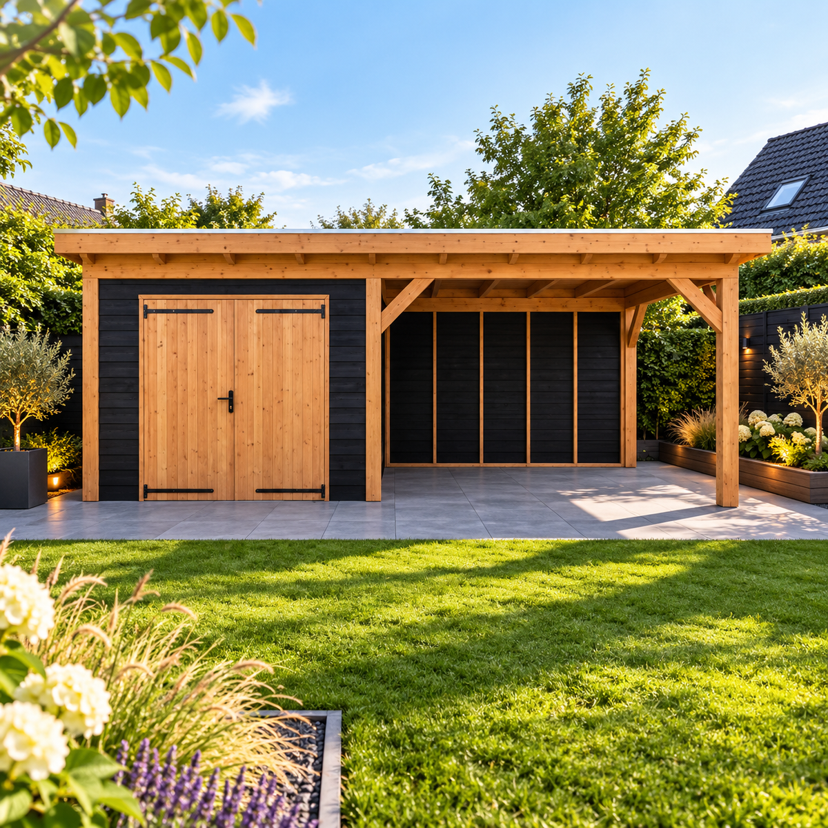 Douglas constructiepakket platdak 701x410 cm zwart