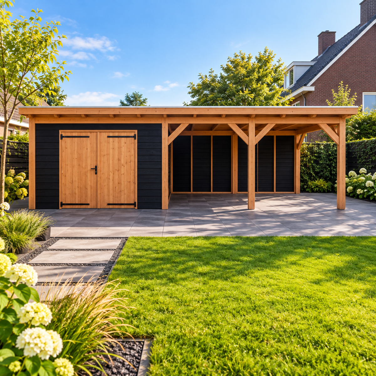 Douglas constructiepakket platdak 886x410 cm zwart