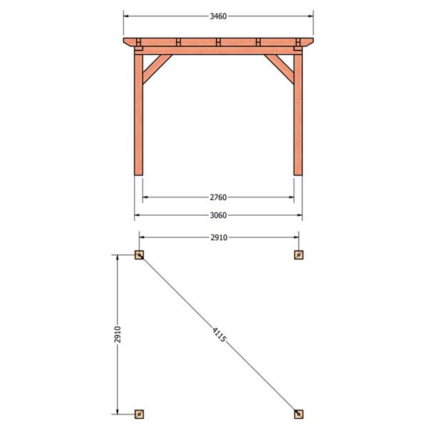 Douglas constructiepakket platdak 346x346 cm