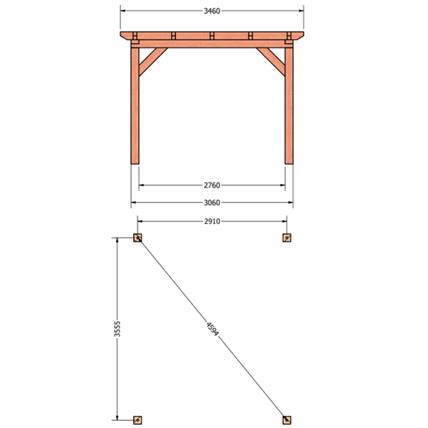 Douglas constructiepakket platdak 346x410 cm