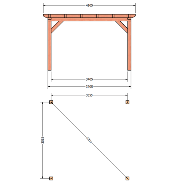 Douglas constructiepakket platdak 410x410 cm