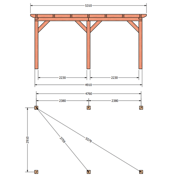 Douglas constructiepakket platdak 531x346 cm blank
