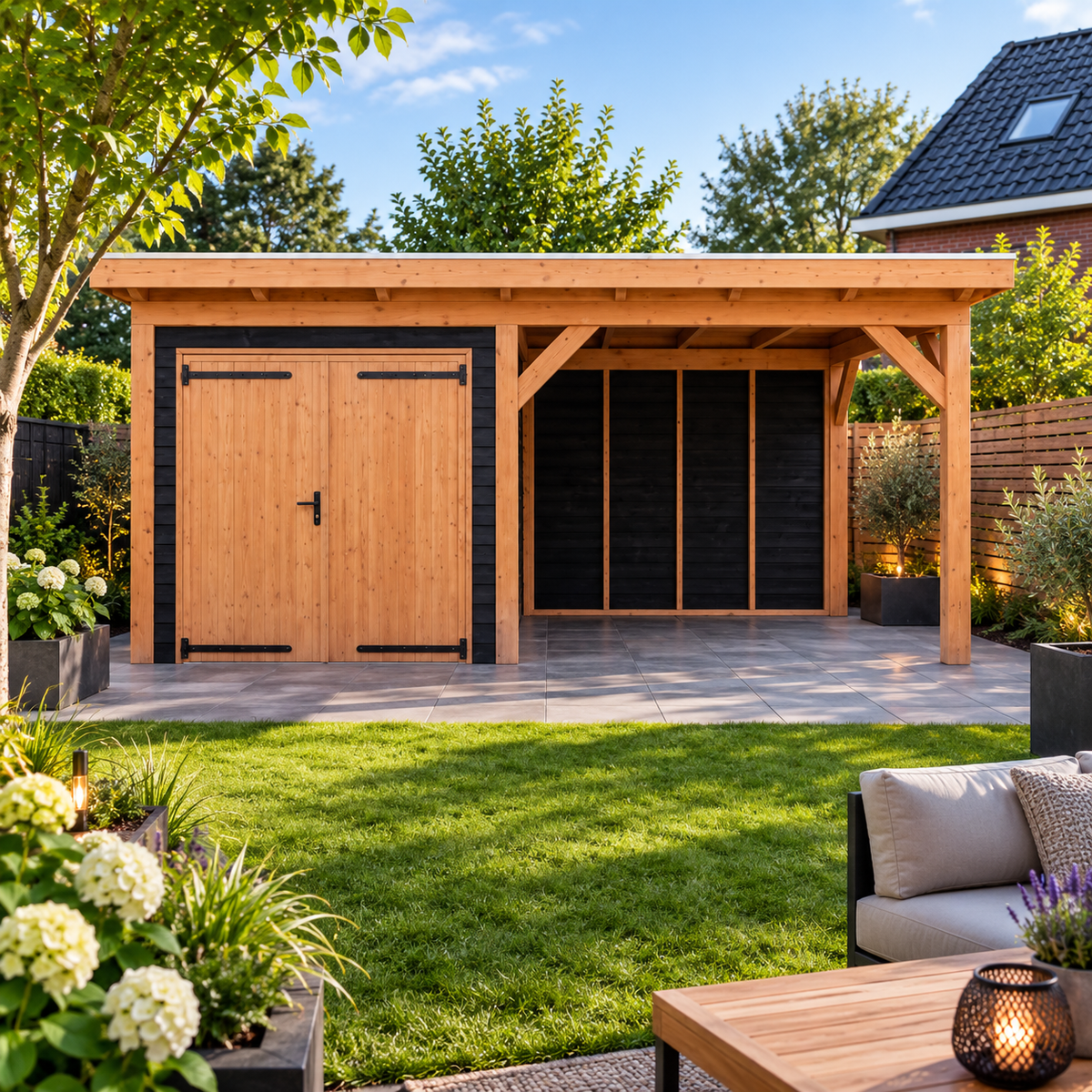 Douglas constructiepakket platdak 584x346 cm zwart