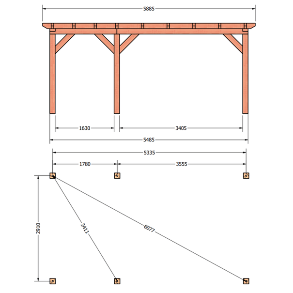 Douglas constructiepakket platdak 588x346 cm zwart