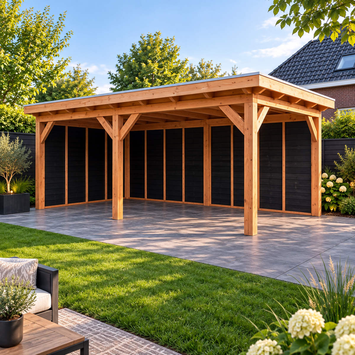 Douglas constructiepakket platdak 637x346 cm zwart