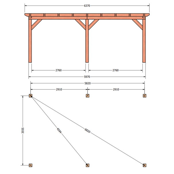Douglas constructiepakket platdak 637x410 cm