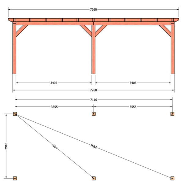 Douglas constructiepakket platdak 766x346 cm zwart
