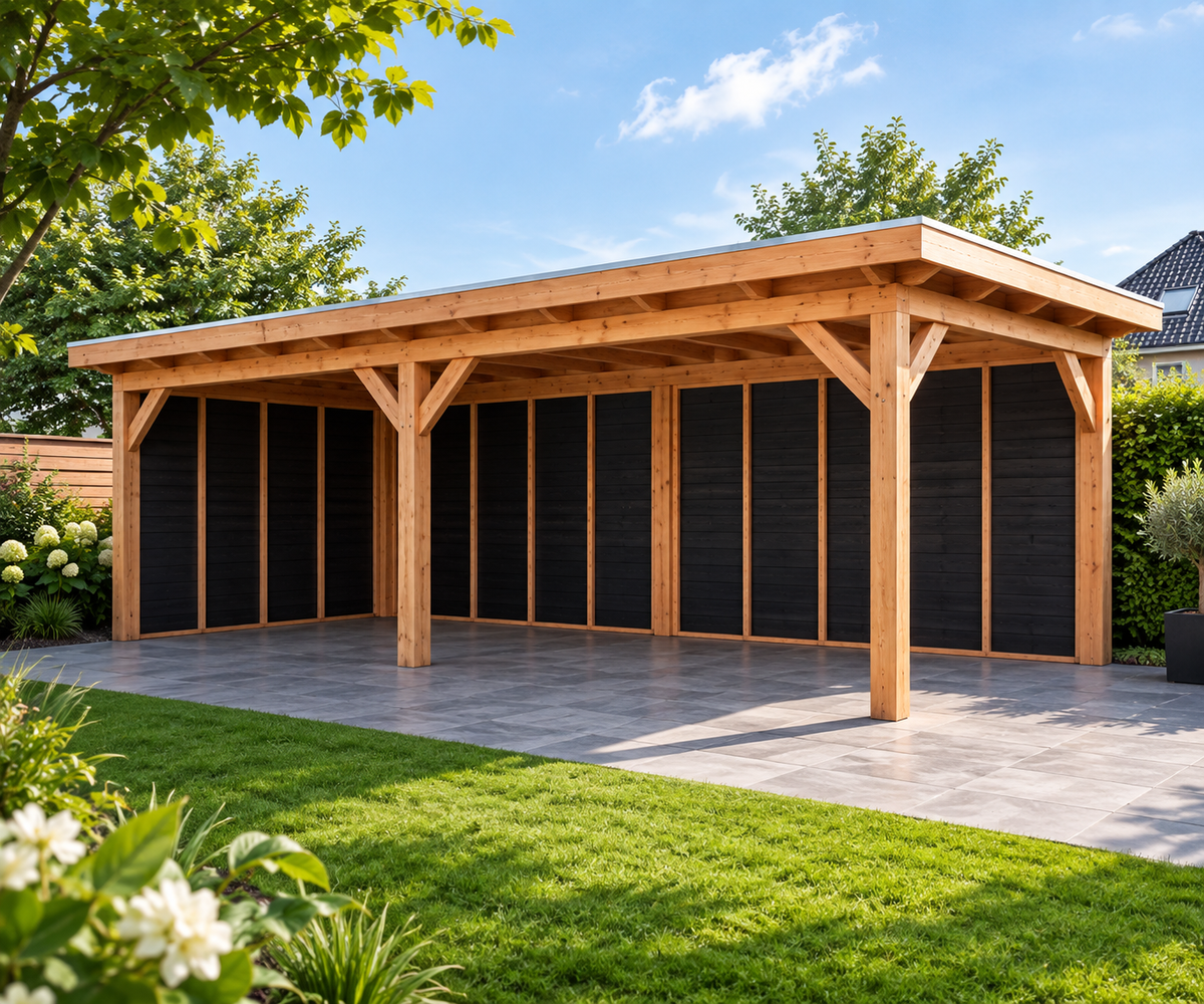 Douglas constructiepakket platdak 766x346 cm zwart