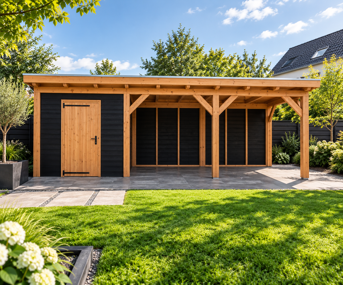 Douglas constructiepakket platdak 769x346 cm zwart