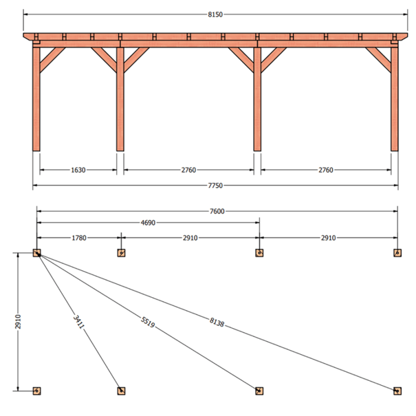 Douglas constructiepakket platdak 815x346 cm
