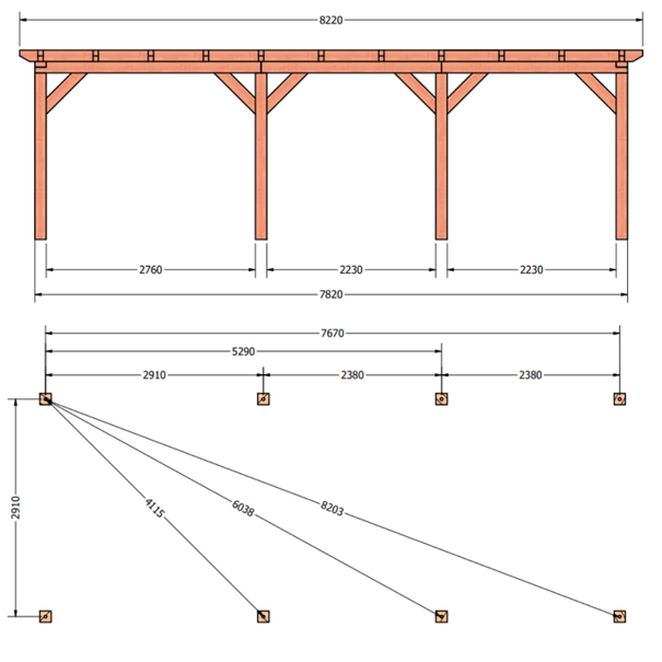 Douglas constructiepakket platdak 822x346 cm