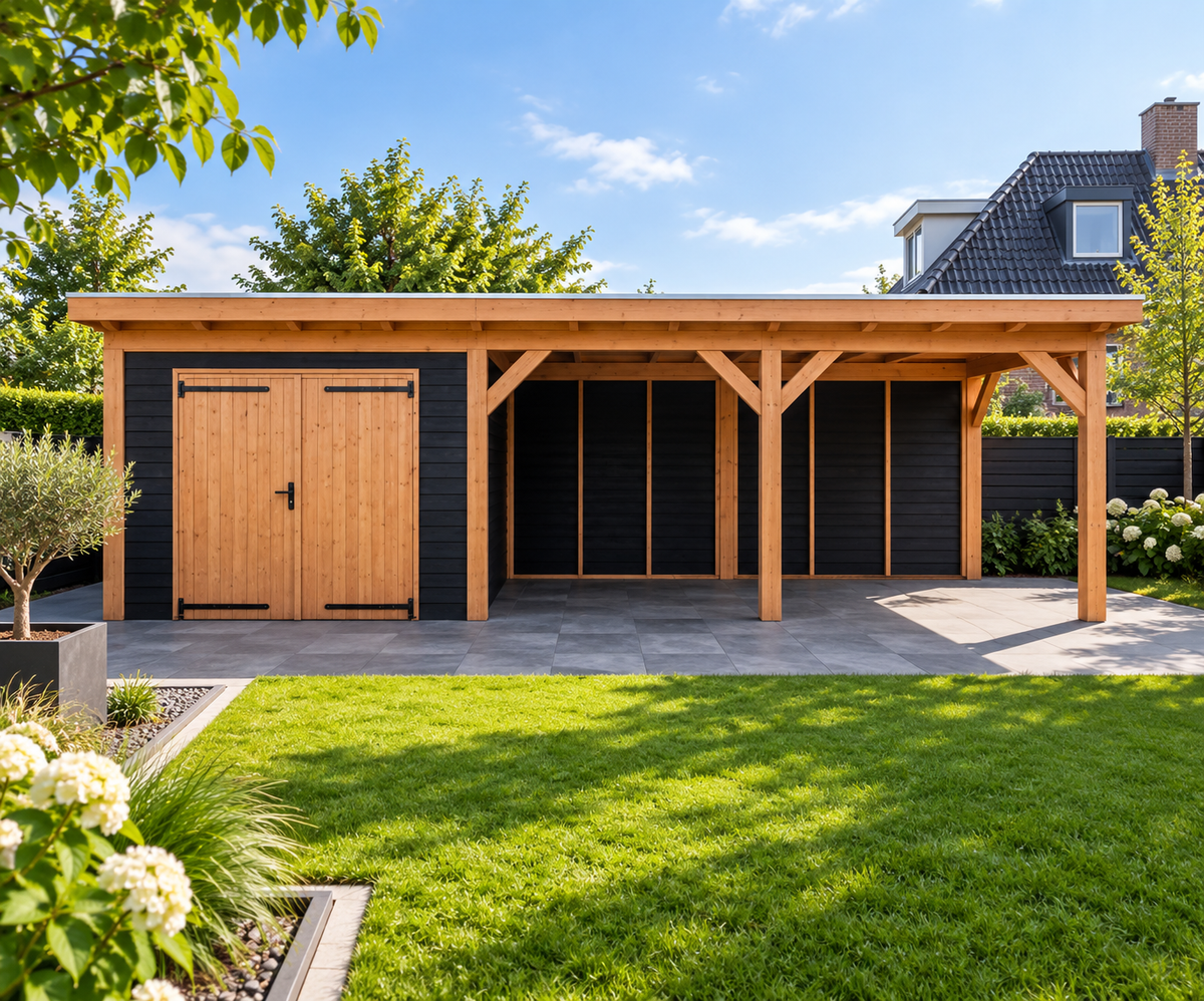 Douglas constructiepakket platdak 822x346 cm zwart