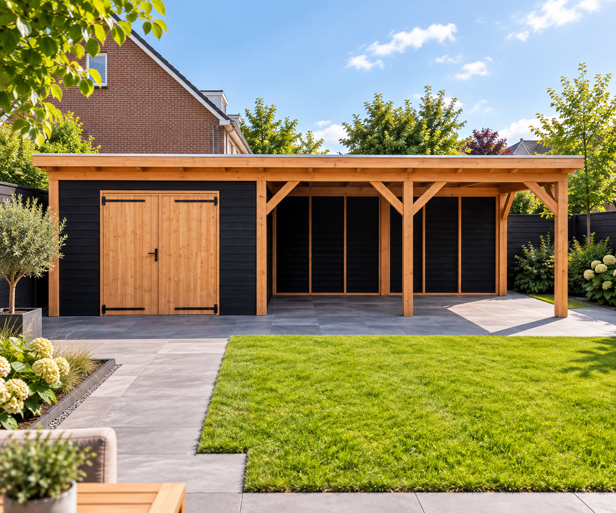 Douglas constructiepakket platdak 886x346 cm zwart