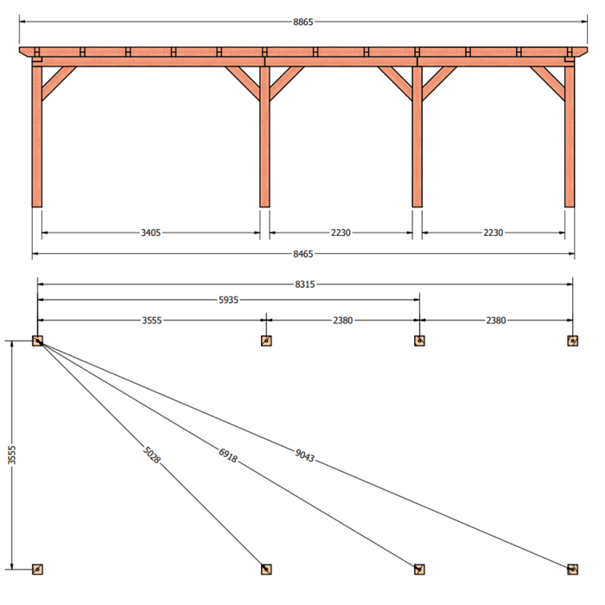 Douglas constructiepakket platdak 886x410 cm