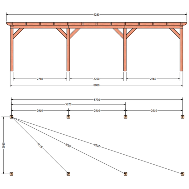 Douglas constructiepakket platdak 928x346 cm zwart