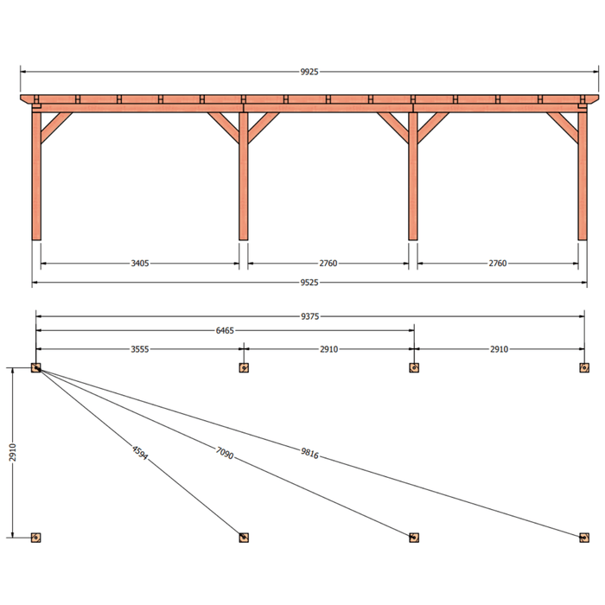 Douglas constructiepakket platdak 992x346 cm zwart