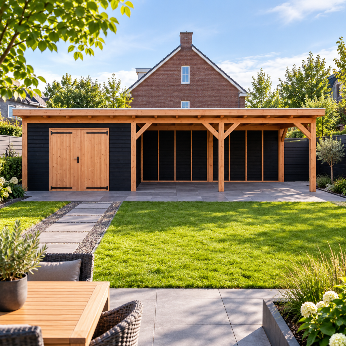 Douglas constructiepakket platdak 992x346 cm zwart