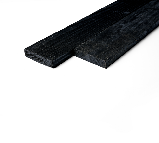 Douglas plank 2,2x10 cm fijnbezaagd zwart