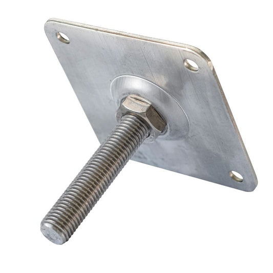 Hoogteverstelling Deluxe RVS M20 met draaimoer en plaat van 10x10 cm