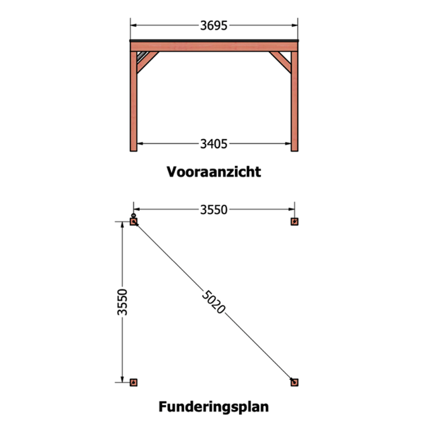 Douglas overkapping DHZ modern 375x375 cm